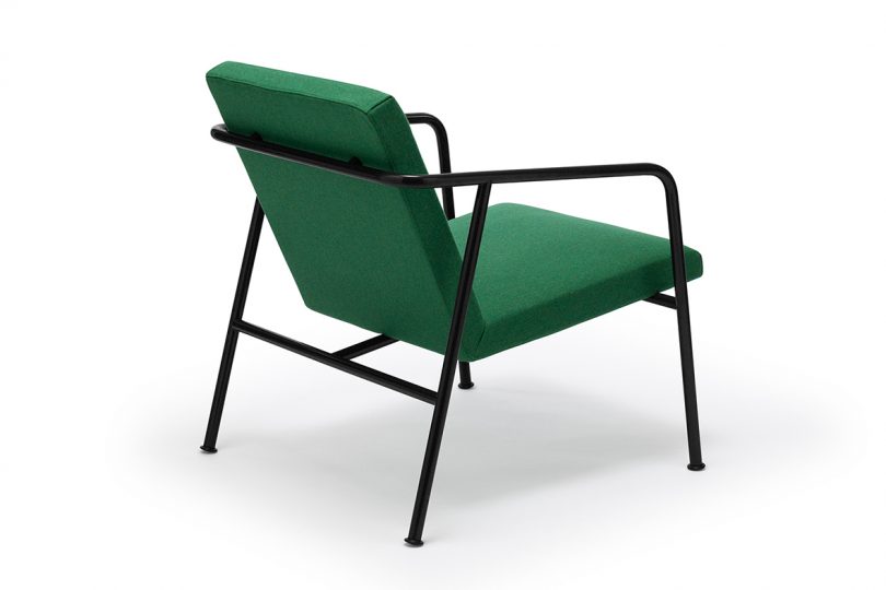 modern green armchair on white background