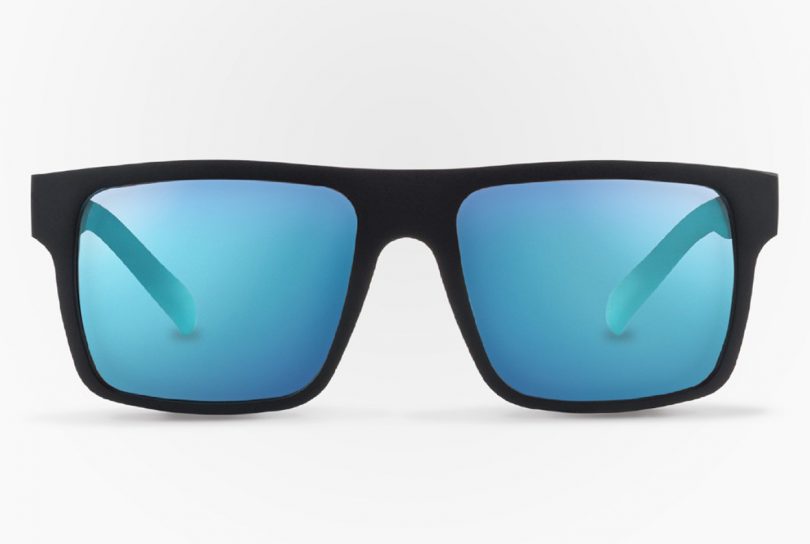 black framed reflective sunglasses