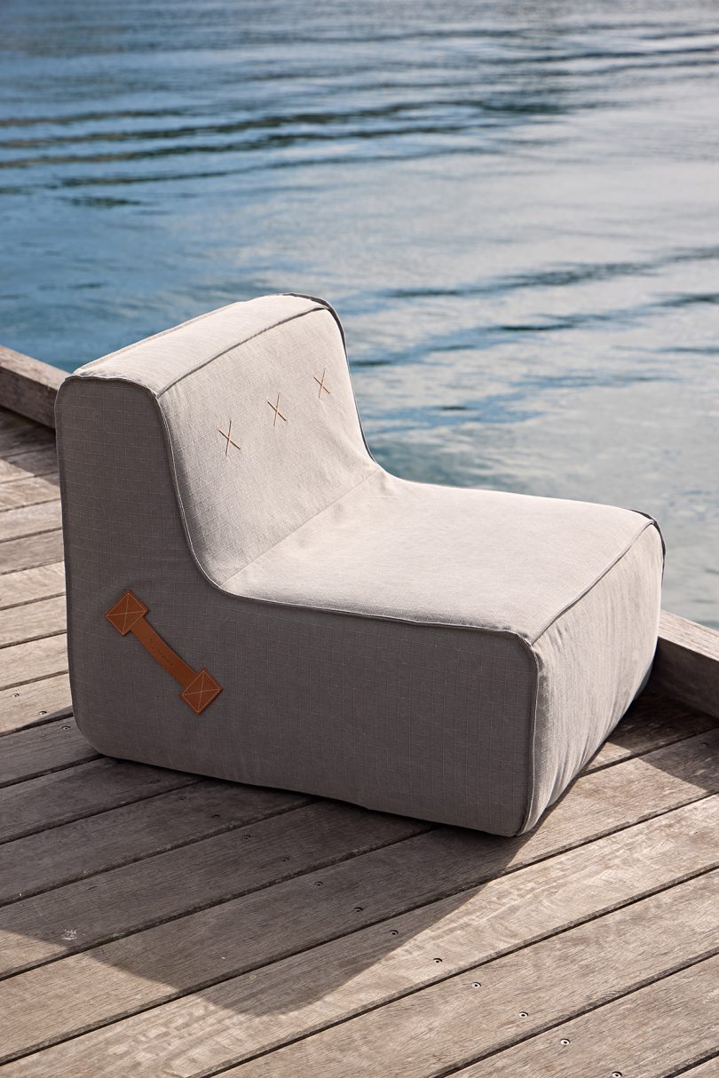 grey canvas covered outdoor chair