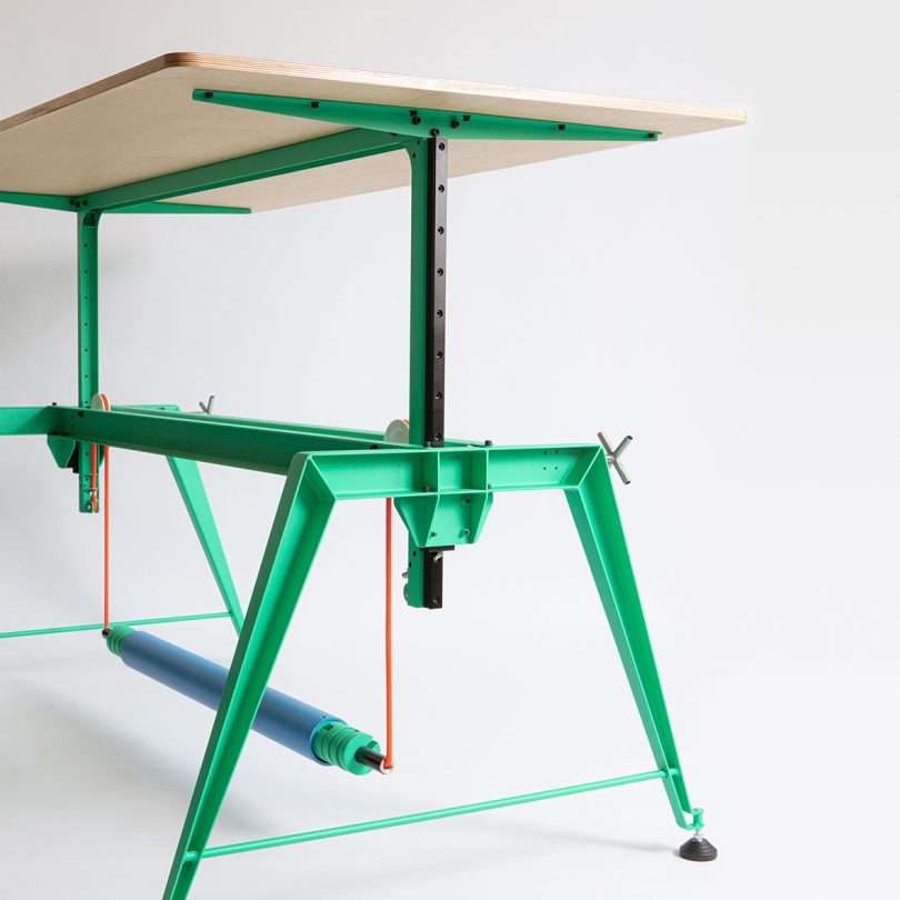 green human-powered drafting table