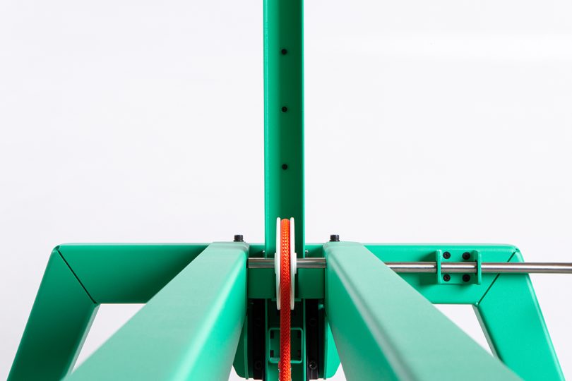detail of green human-powered drafting table