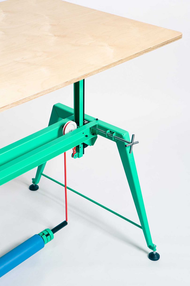 green human-powered drafting table