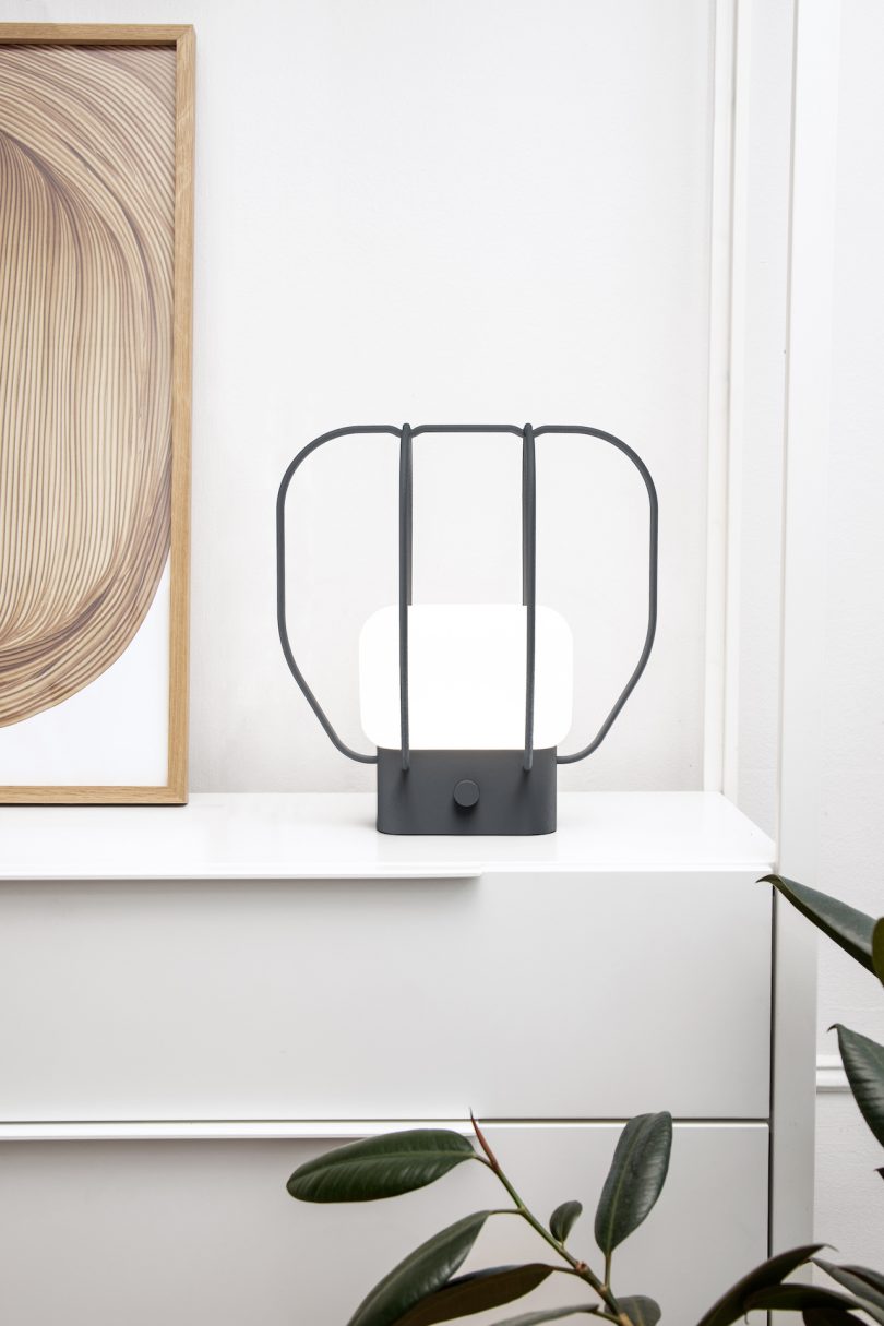 charcoal portable caged lamp