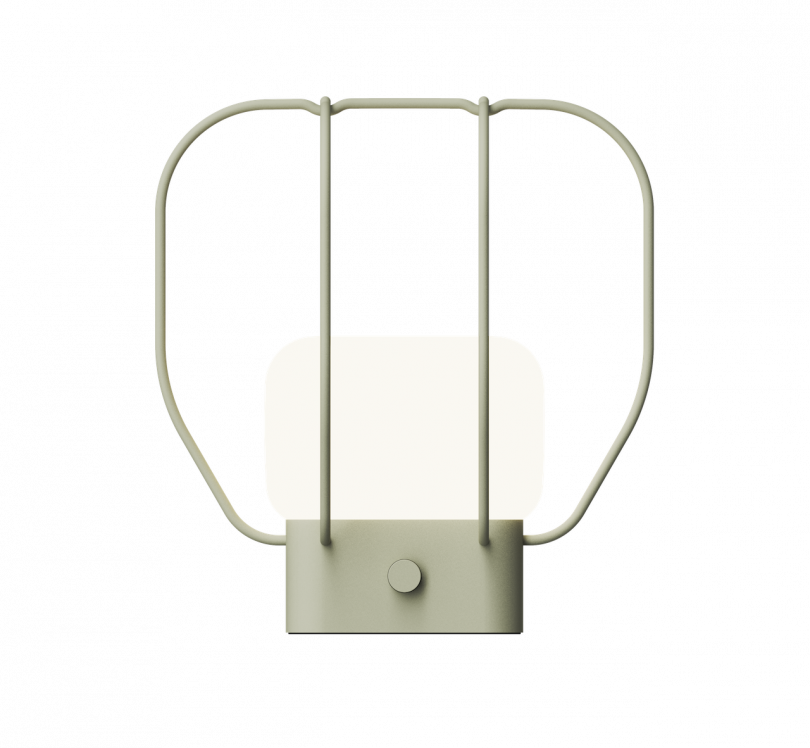 front view of charcoal portable caged lamp
