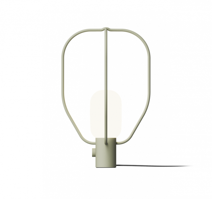side view of charcoal portable caged lamp