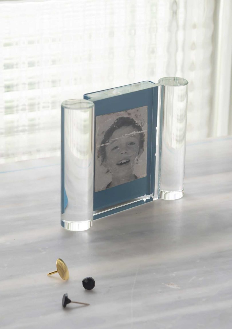 blue glass photo frame