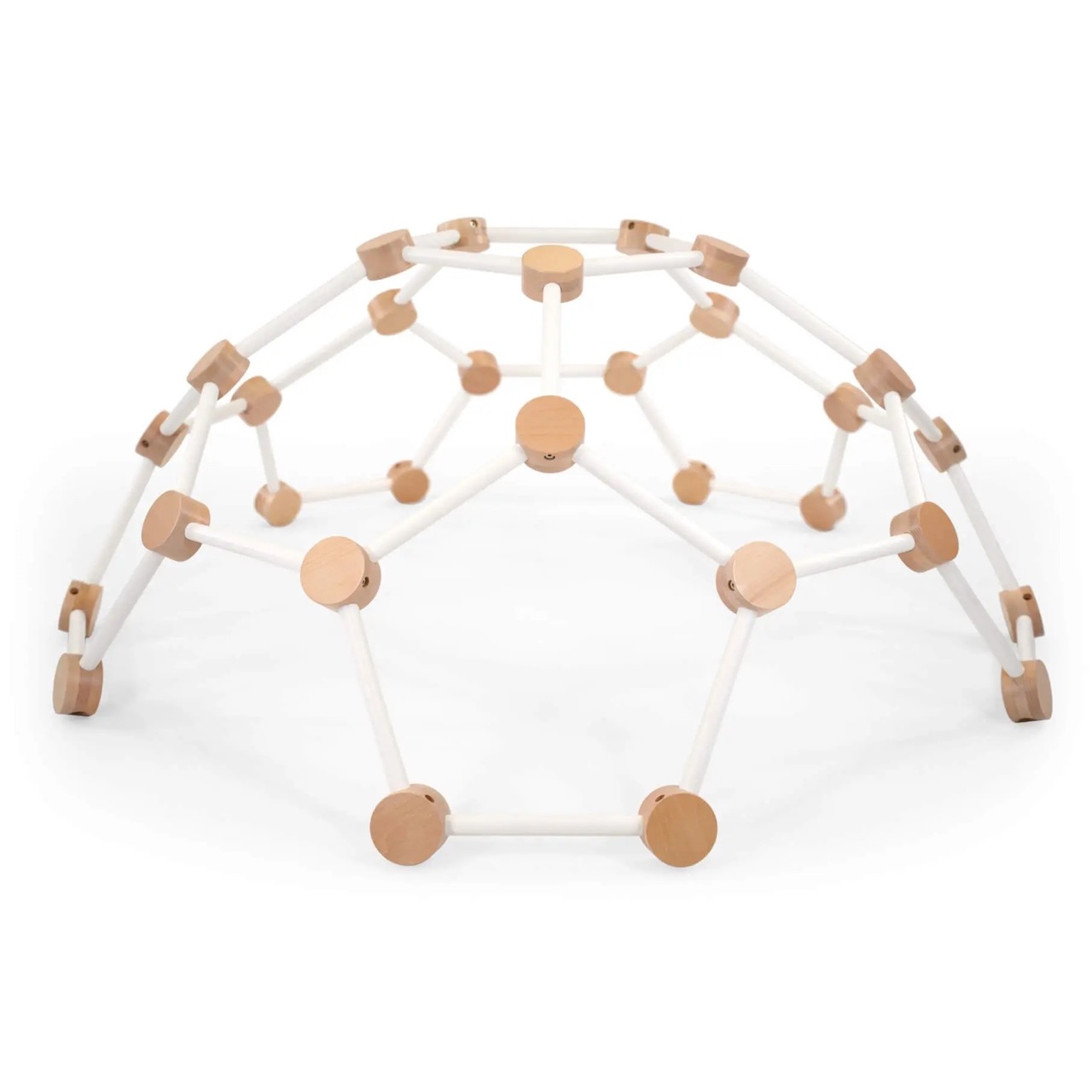 white and wood climbing dome