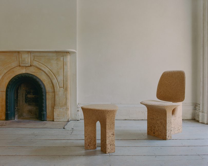 Burnt Cork Chair + Burnt Cork Stool, , Made in Situ by Noé Duchaufour-Lawrance