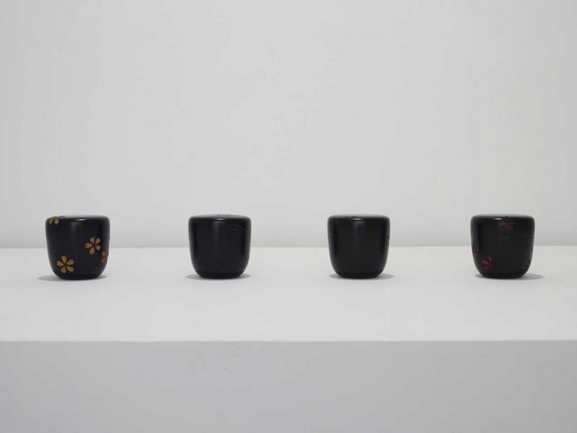 nendo sees kyoto four black bowls on display