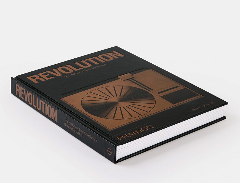  Revolution, The History of Turntable Design book with black cover and bronze image of Bang and Olufsen Beogram 4002 on cover.