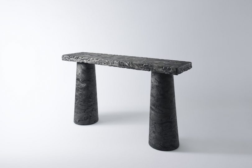 black styrofoam table
