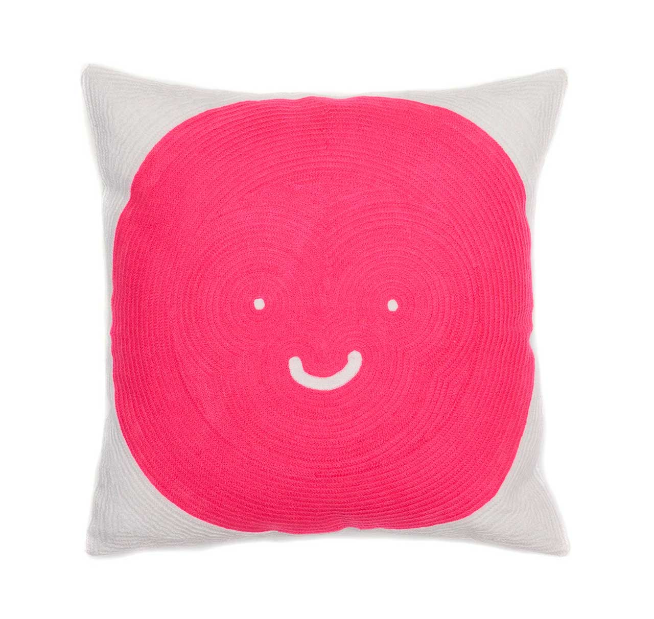 aelfie Quelle Surprise pillow cover with pink smiley face