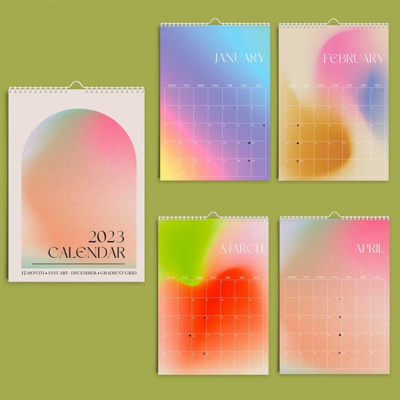 colorful gradient calendar pages laid out