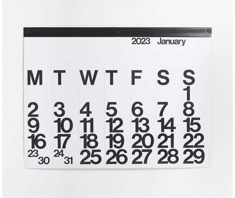 oversized black and white graphic 2023 stendig calendar