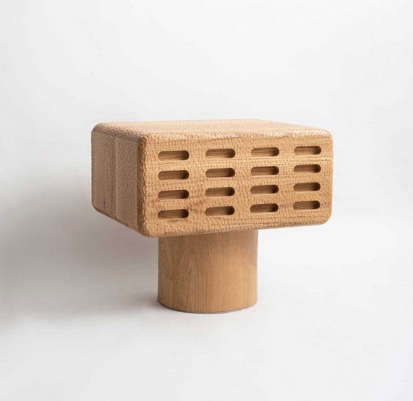 light wood pedestal table