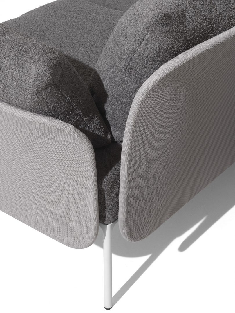 detail of 2-seater sofa on white background