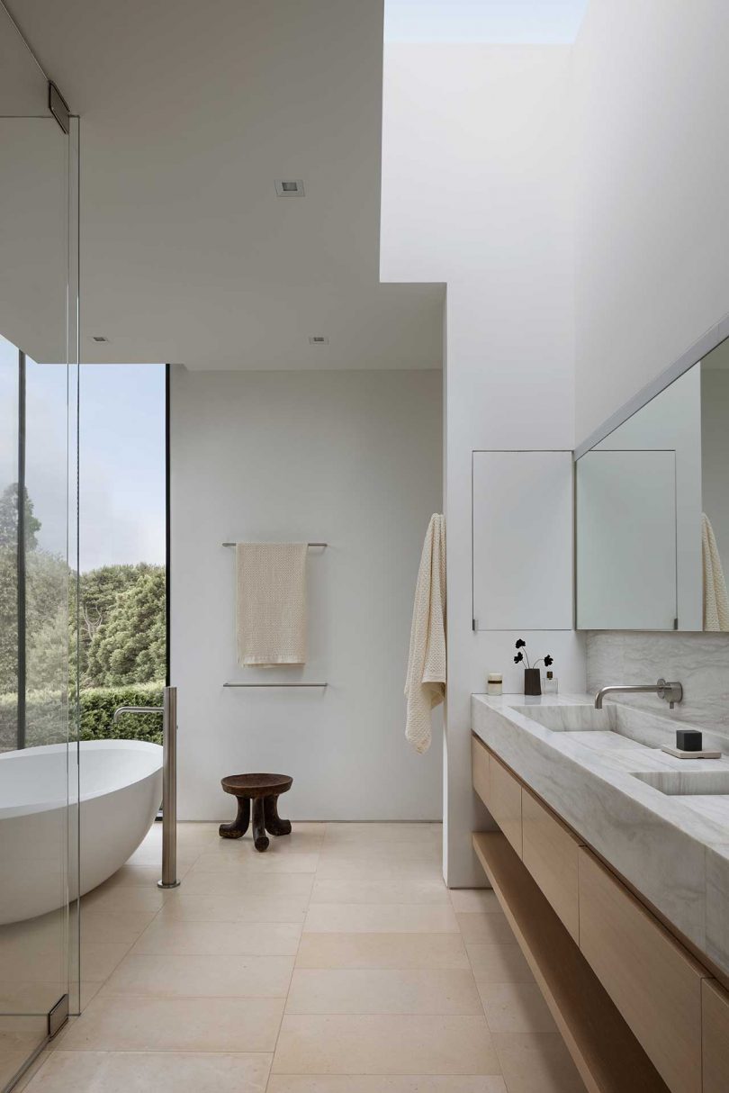 minimalist modern bathroom in neutral shades
