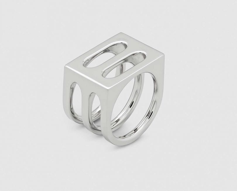 silver triple looped ring