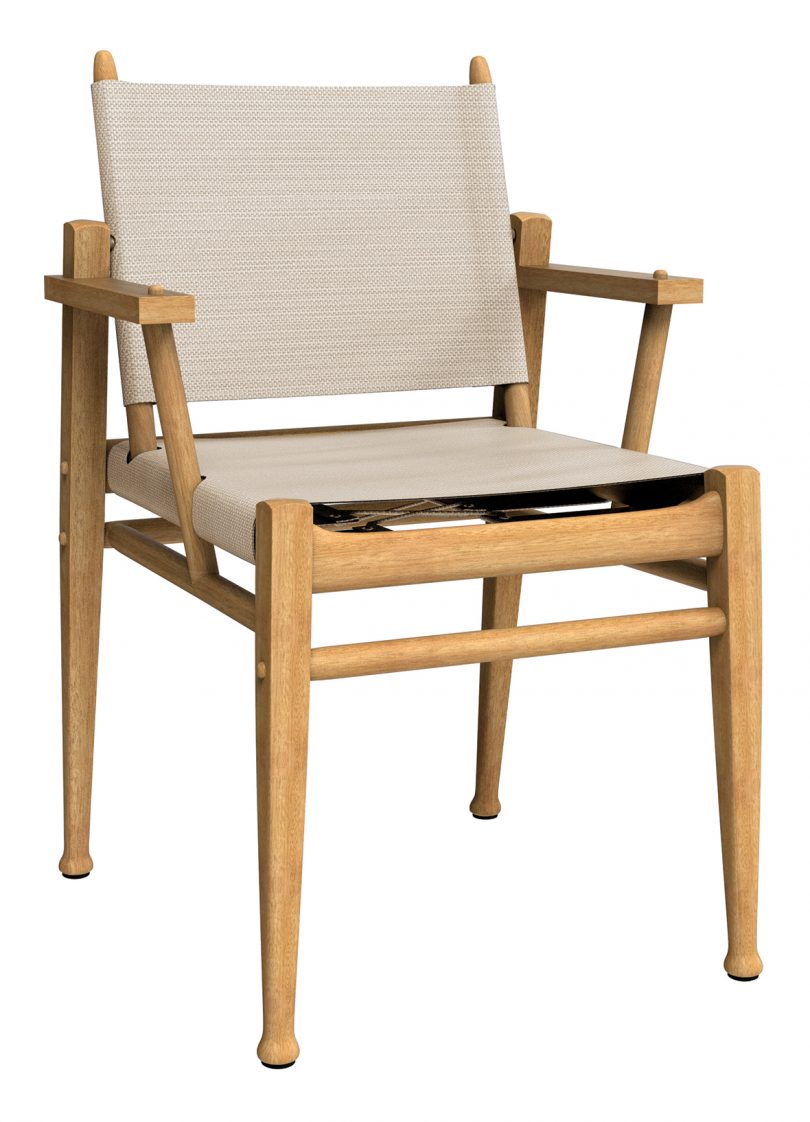 wood and canvas outdoor dining chair