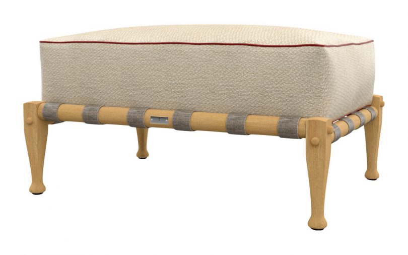 light wood and canvas outdoor ottoman