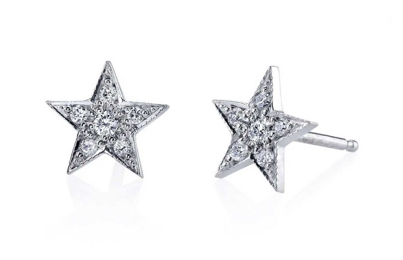 pair of sterling silver star-shaped diamond earrings