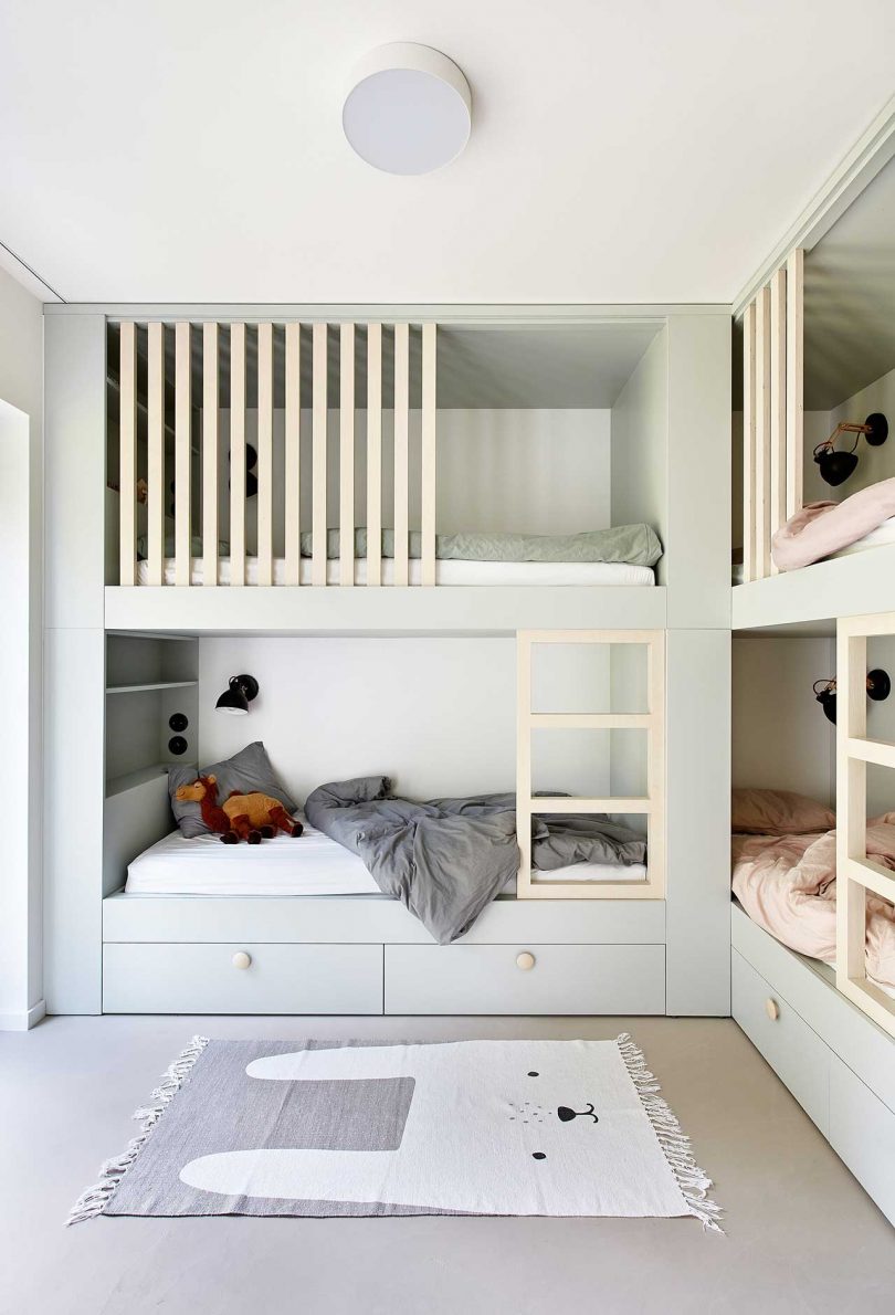 modern children's bedroom with cool bunkbeds