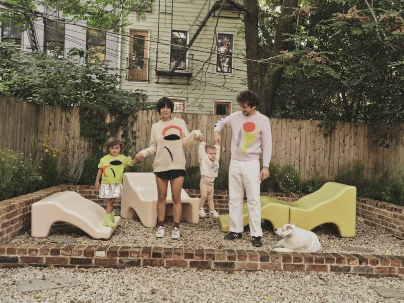 family wearing Cold Picnic sweaters