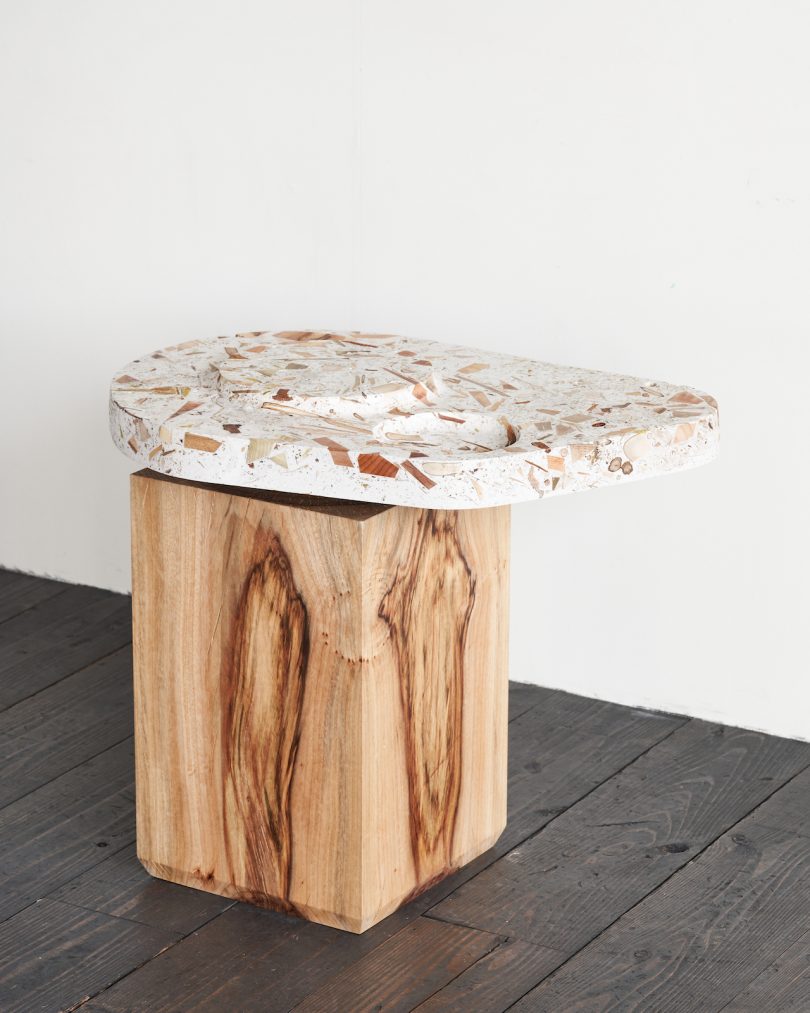 side table made of innovative wood material