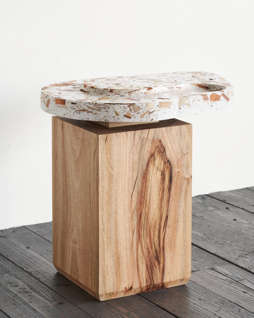 side table made of innovative wood material
