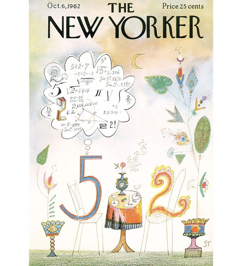 Image courtesy Condé Nast and illustrated number five and number two seated at a cafe table
