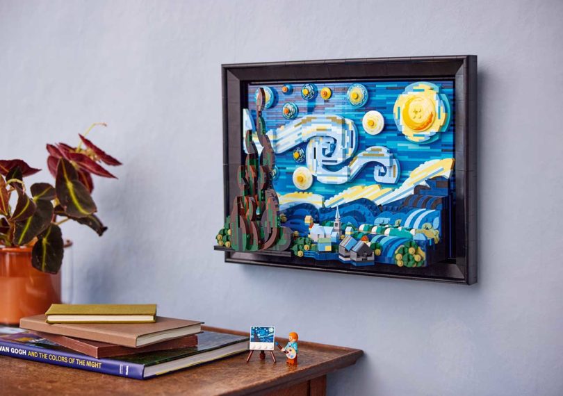 angled wall view of LEGOs Starry Night set