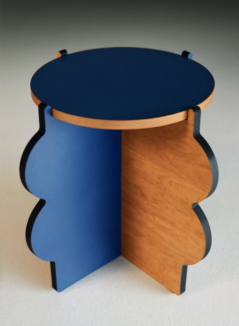 blue scalloped side table