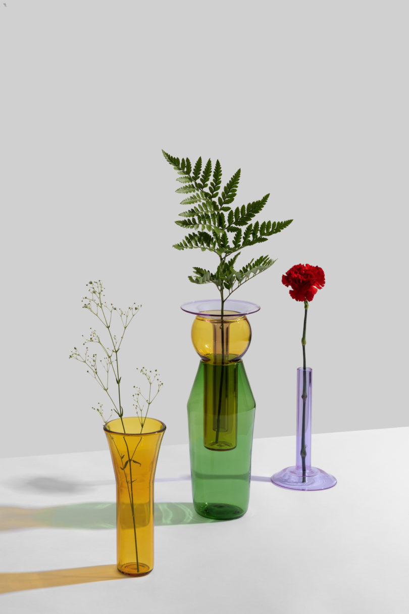 colorful translucent vases