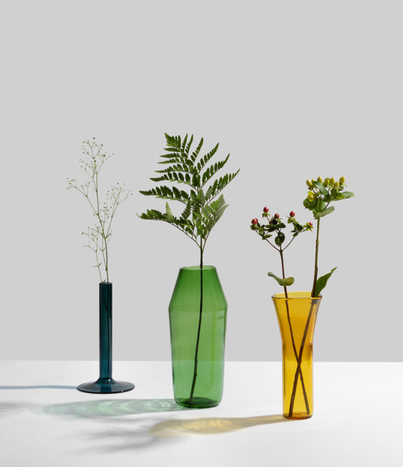 colorful translucent vases
