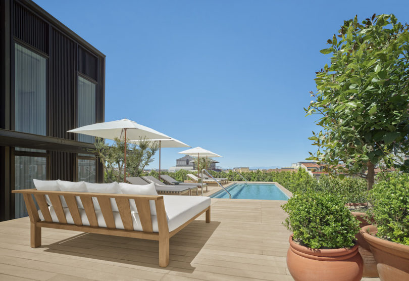 The private pool situated adjacent the penthouse