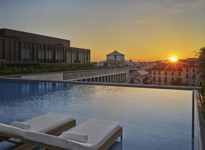 Rooftop pool featuring panoramic views of Madrid