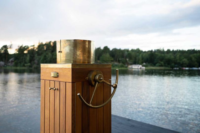 steering wheel of floating modern sauna