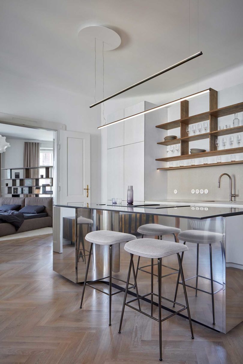 interior view of modern minimalist kitchen