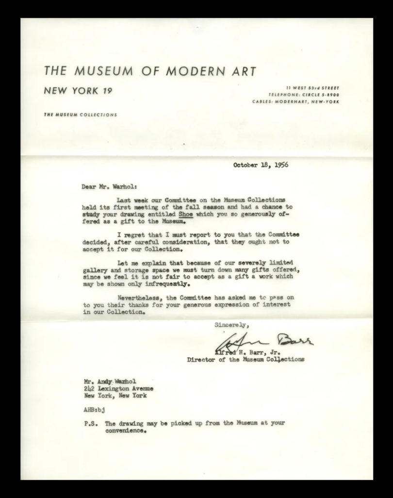 typewritten letter on The Museum of Modern Art letterhead