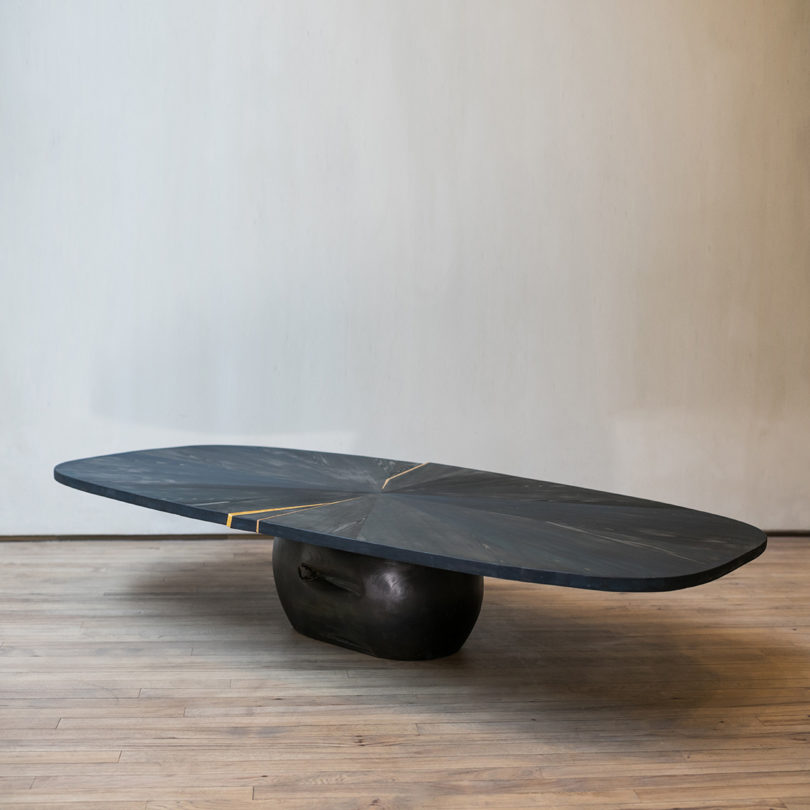 low oblong-shaped dark wood coffee table