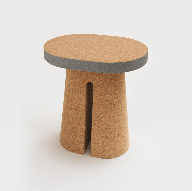 cork side table with grey edging