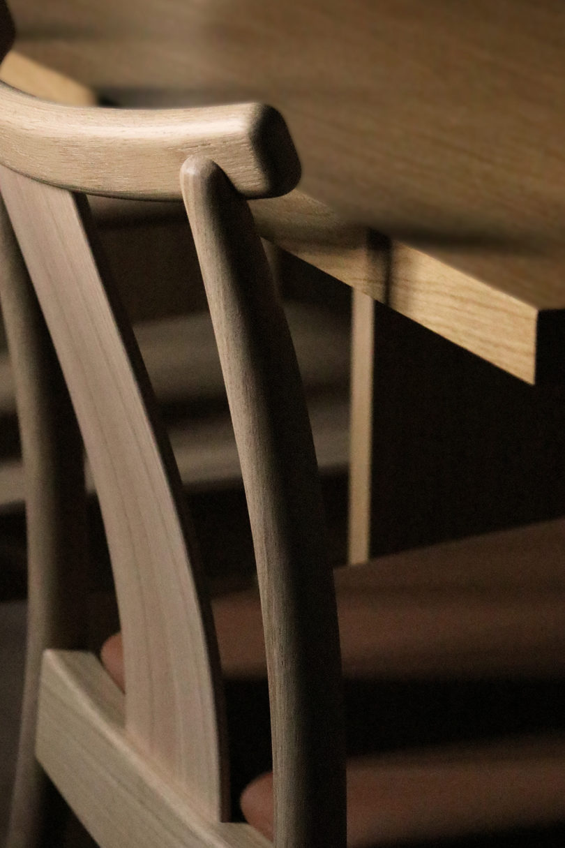 detail of oak dining chair