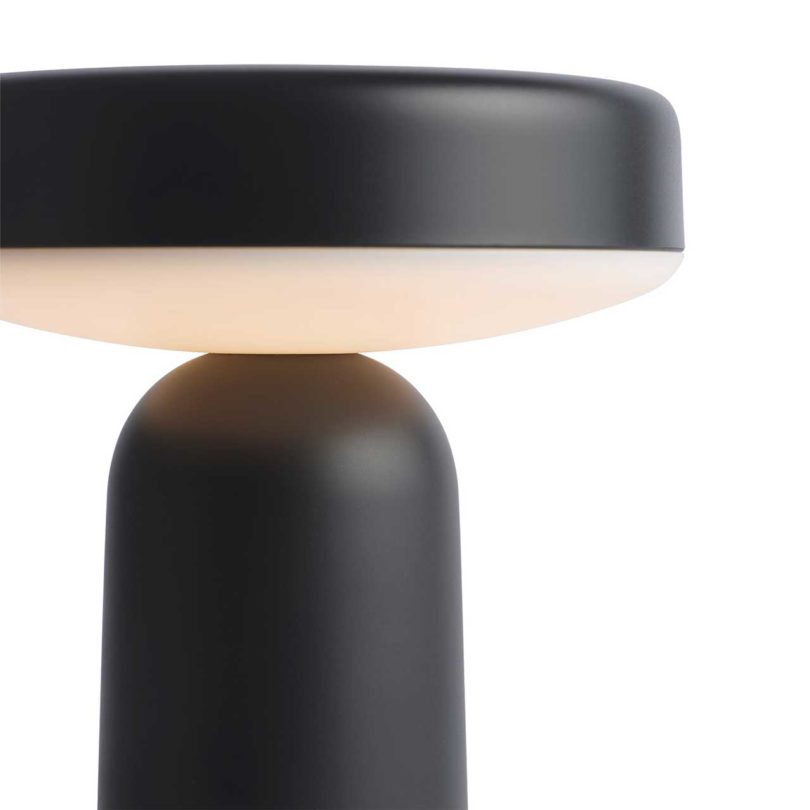 modern black table lamp on white background