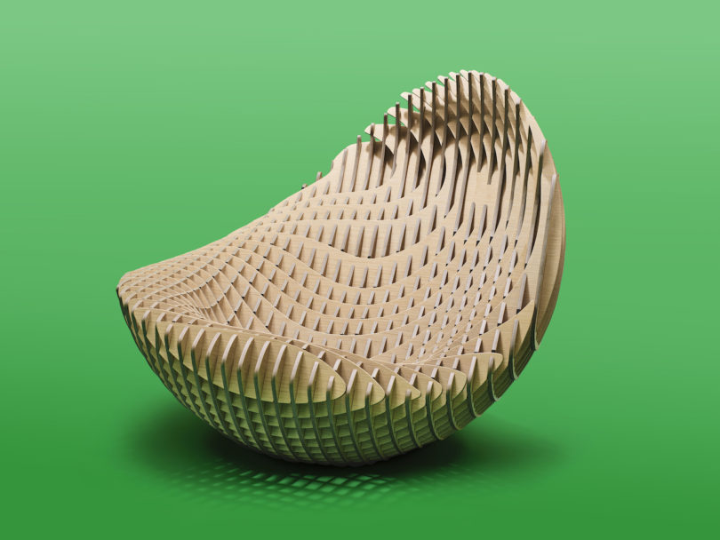 wooden curved chair