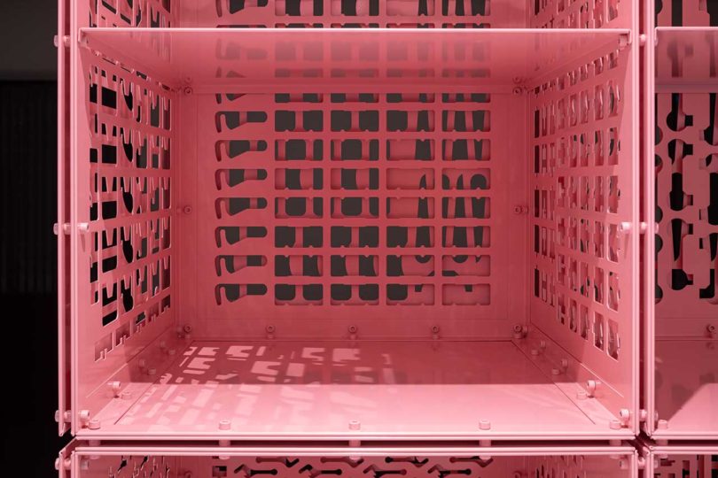 closeup of pink cabinet