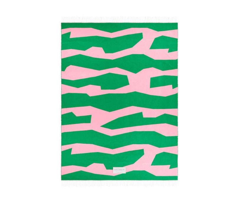 pink and green abstract throw blanket