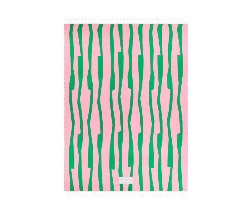 pink and green abstract throw blanket