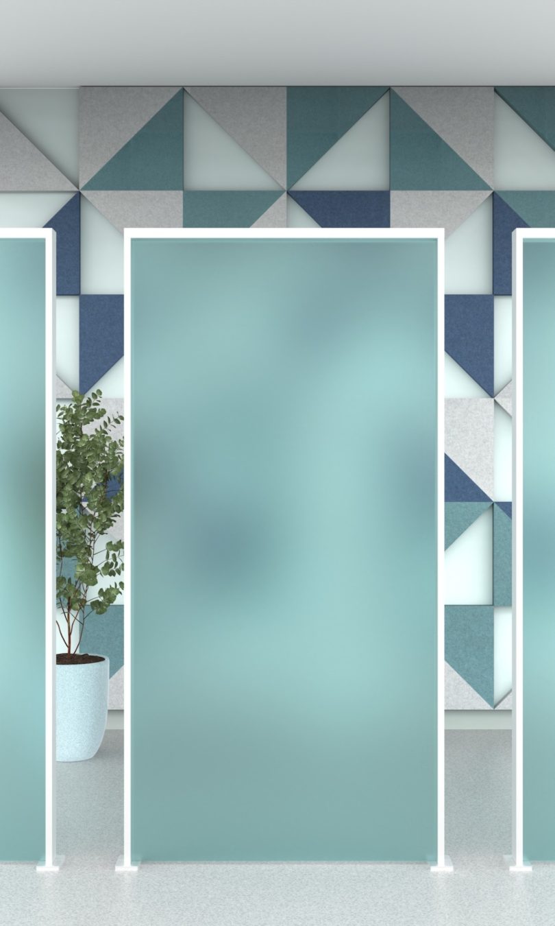 turquoise partition in office installation