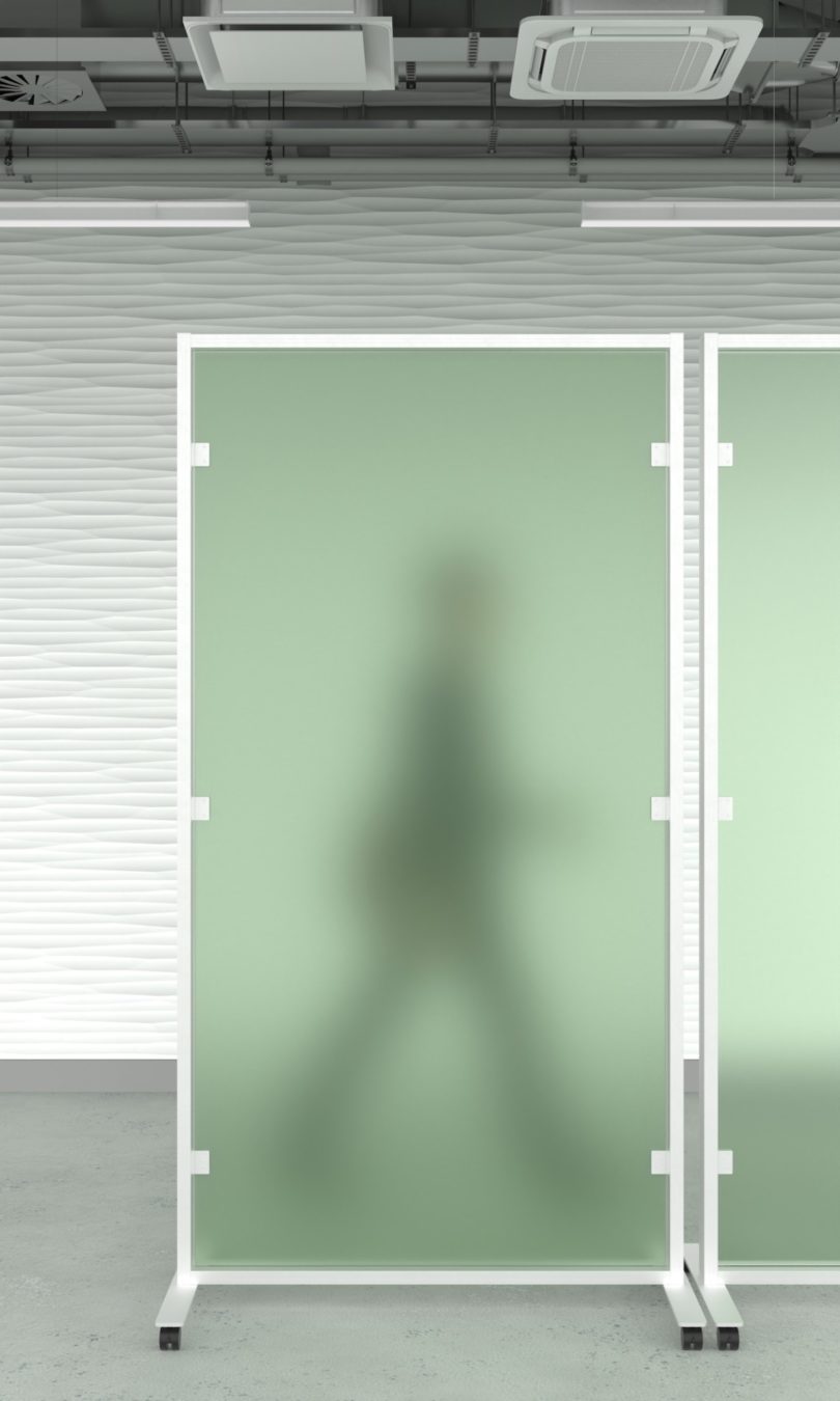 green partition in office installation