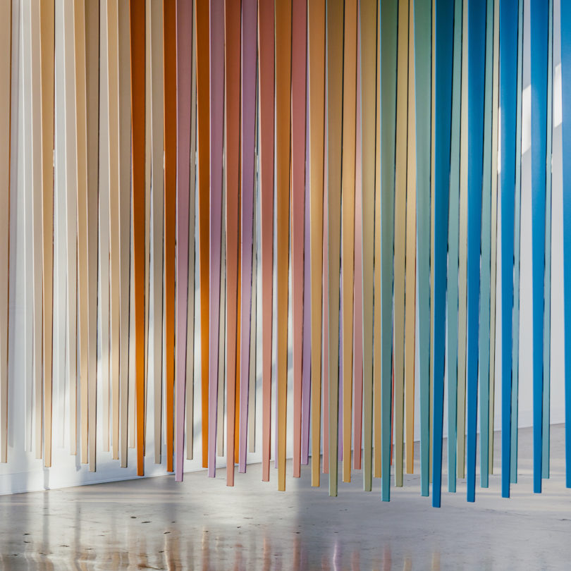 rainbow of translucent materials hanging
